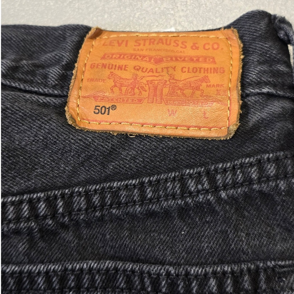 Levis 501 Womens W25 Black Distressed Cutoff Shorts High Rise Denim - Picture 6 of 11